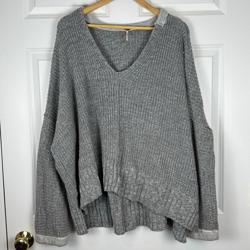 Free People Oversized Grey Sweater Chunky Knit Heavyweight Cozy Women's Size S